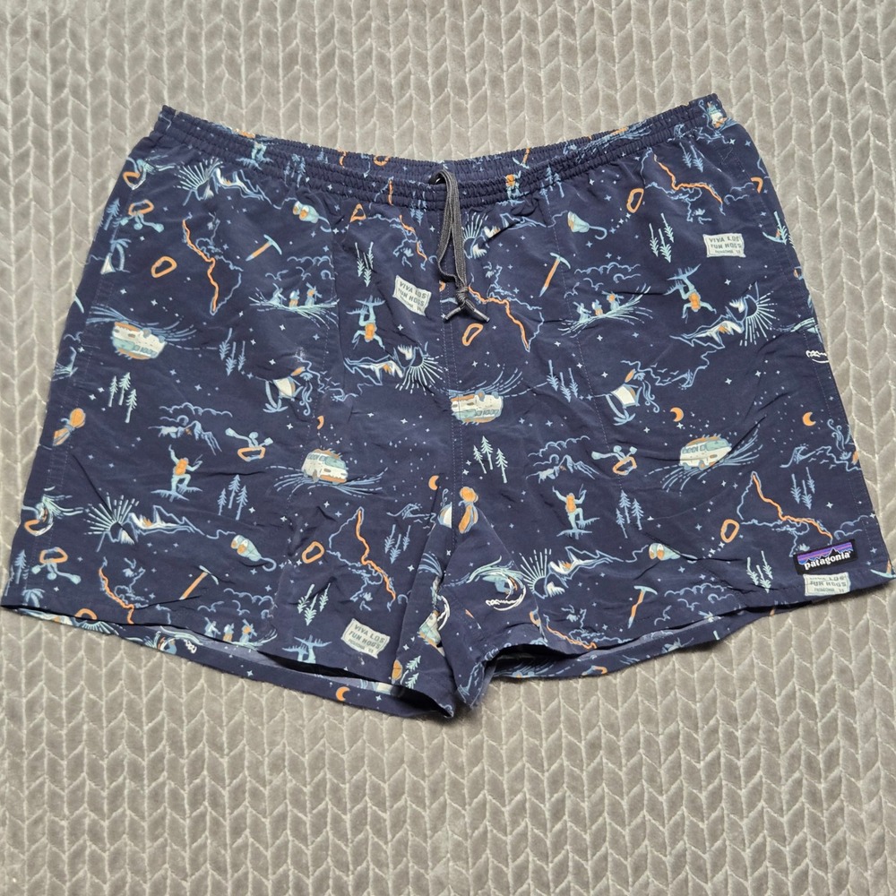Patagonia Baggies 5" Viva Los Fun Hogs Shorts Navy Blue XXL 57021FA18 Mens